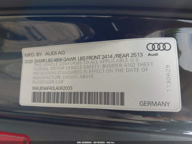 WAUENAF40LA062033 Audi A4 Premium Plus 45 Tfsi Quattro S Tronic