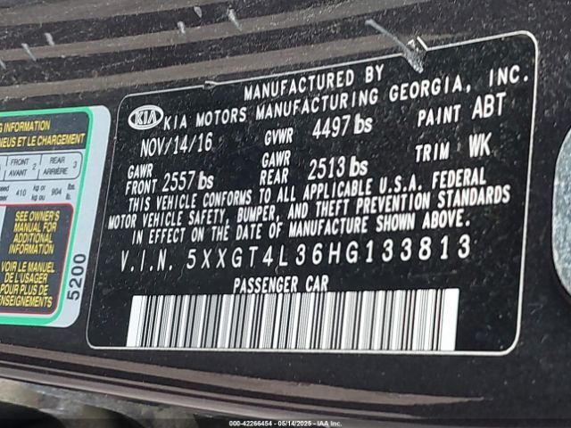 5XXGT4L36HG133813 KIA Optima Lx