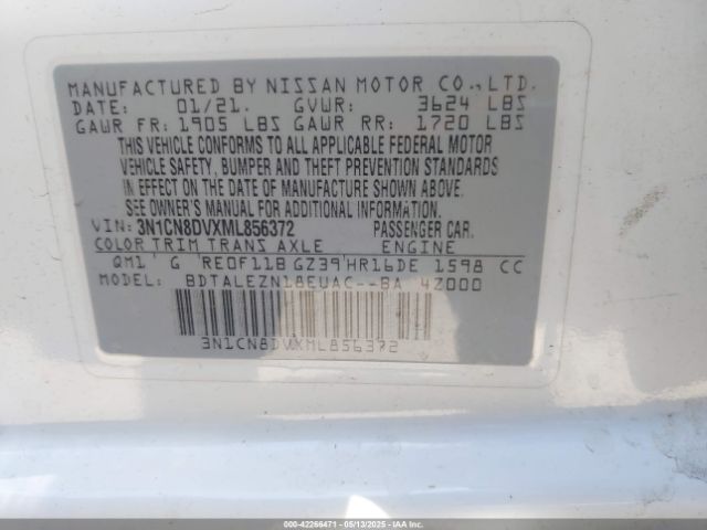 3N1CN8DVXML856372 Nissan Versa S Xtronic Cvt