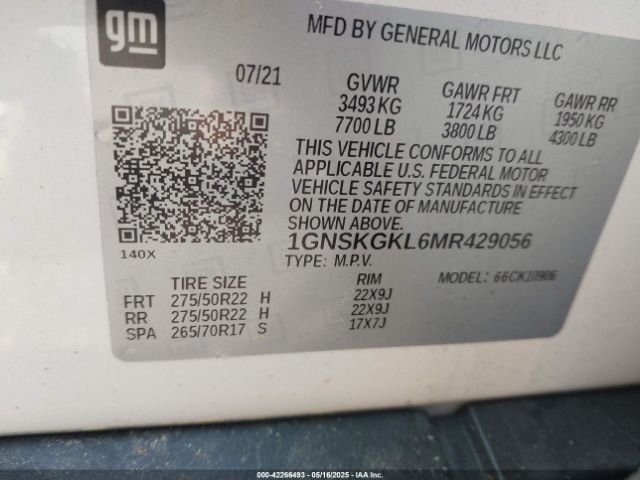 1GNSKGKL6MR429056 Chevrolet l87 - di dfm, alum, gen 5
