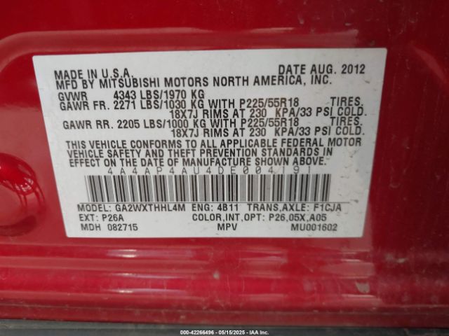 2013 MITSUBISHI OUTLANDER SPORT 4A4AP4AU4DE004191 Photo 8