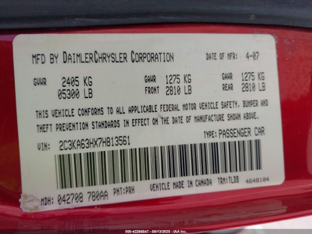 2007 CHRYSLER 300C 2C3KA63HX7H813561 Photo 8
