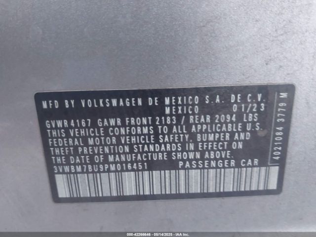3VWBM7BU9PM016451 Volkswagen Jetta 1.5t Sport