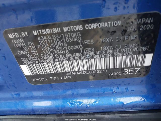 2020 MITSUBISHI OUTLANDER SPORT JA4AP4AUXLU023270 Photo 8