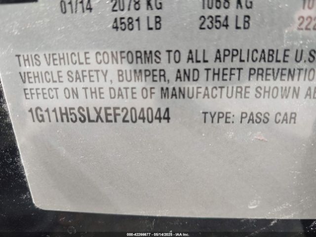 1G11H5SLXEF204044 Chevrolet Malibu 1lz