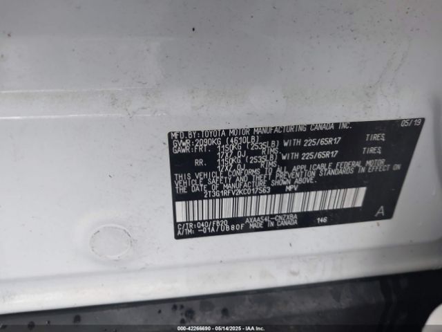 2T3G1RFV2KC017563 Toyota RAV4 LE