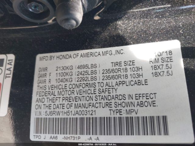 5J6RW1H51JA003121 Honda CR-V EX