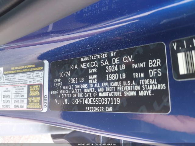 3KPFT4DE9SE037119 KIA K4 Lxs