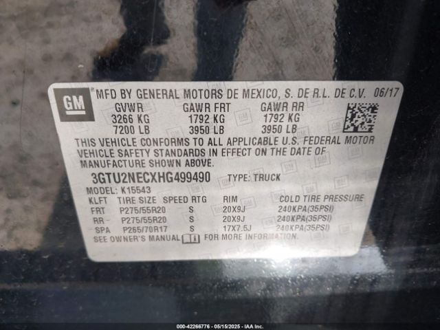 3GTU2NECXHG499490 GMC Sierra 1500 Slt