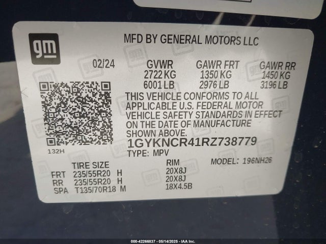 2024 CADILLAC XT5 1GYKNCR41RZ738779 Photo 8