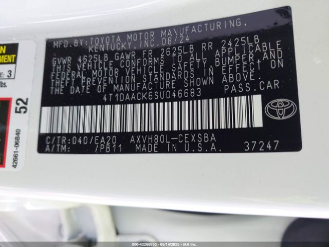 4T1DAACK6SU046683 Toyota CAMRY SE