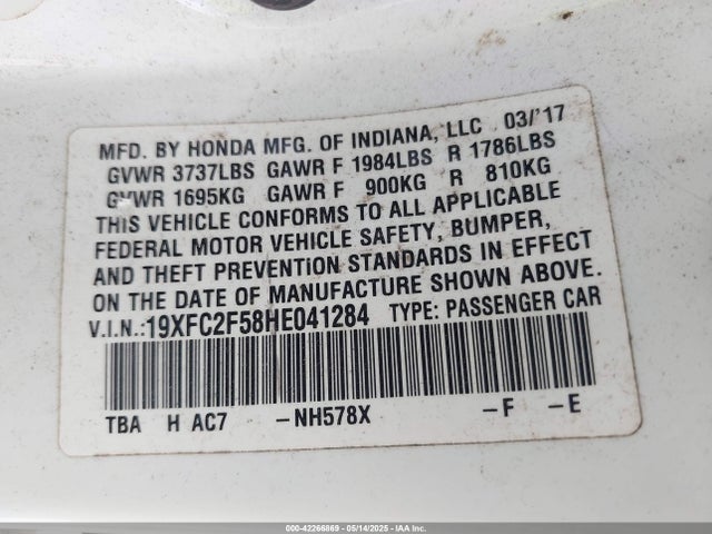 19XFC2F58HE041284 Honda Civic Lx