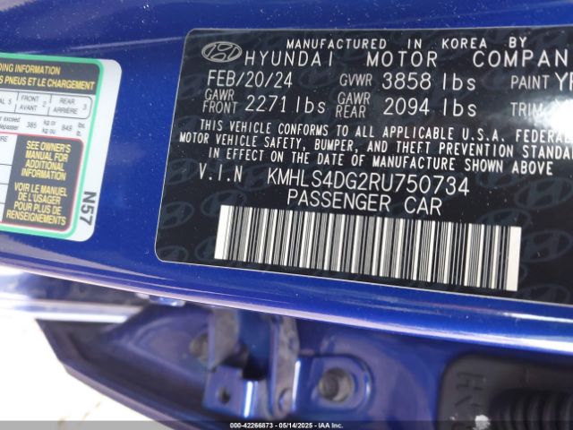 KMHLS4DG2RU750734 Hyundai ELANTRA SEL