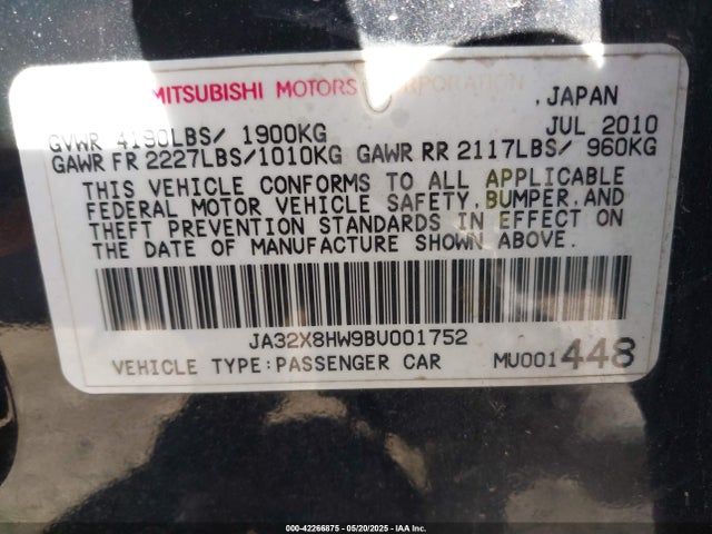 2011 MITSUBISHI LANCER SPORTBACK JA32X8HW9BU001752 Photo 8