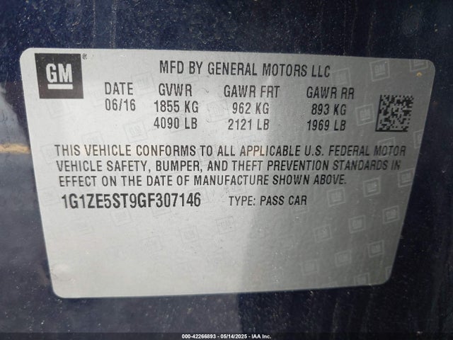 1G1ZE5ST9GF307146 Chevrolet MALIBU 1LT