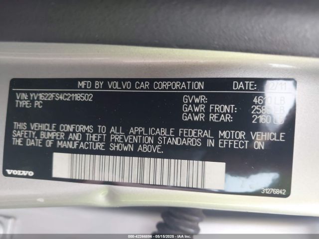 2012 VOLVO S60 YV1622FS4C2118502 Photo 8