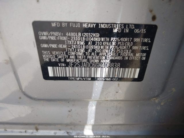 JF2SJADC6GH408838 Subaru Forester 2.5i Premium