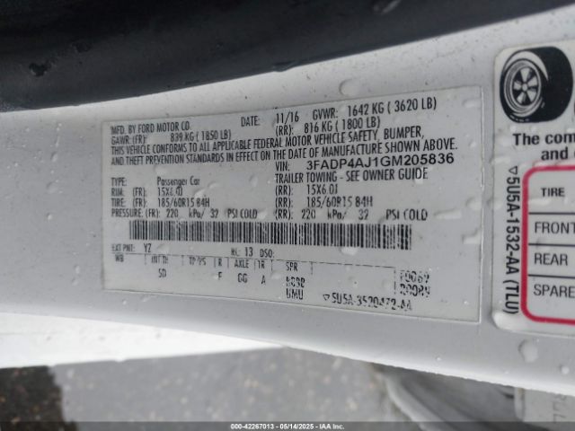 3FADP4AJ1GM205836 Ford FIESTA S