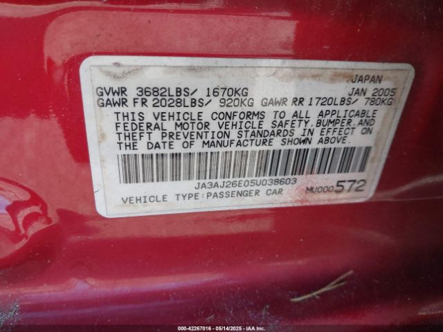 2005 MITSUBISHI LANCER JA3AJ26E05U038603 Photo 8