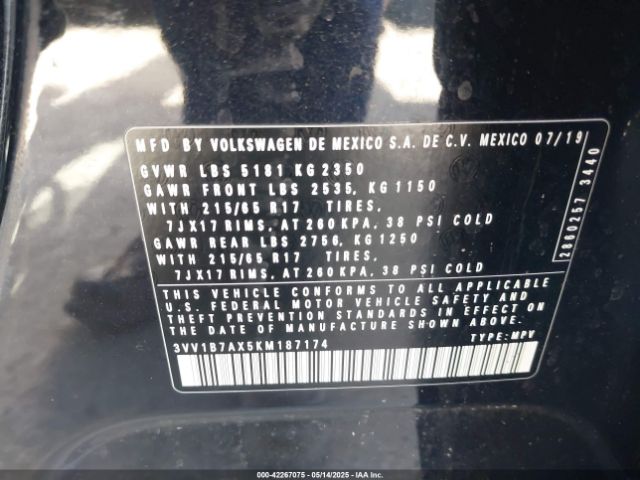 2019 VOLKSWAGEN TIGUAN 3VV1B7AX5KM187174 Photo 8
