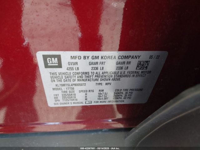KL79MTSL4PB005072 Chevrolet Trailblazer Fwd Rs