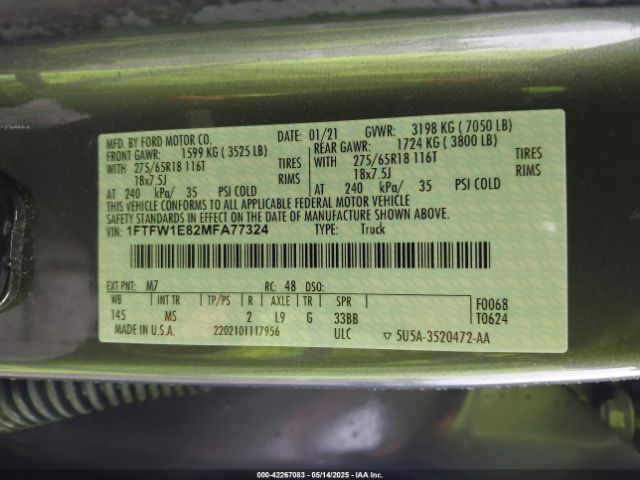 1FTFW1E82MFA77324 Ford F-150 Xlt