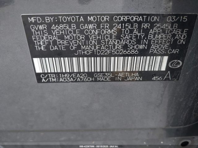 JTHCF1D22F5026686 Lexus IS 250
