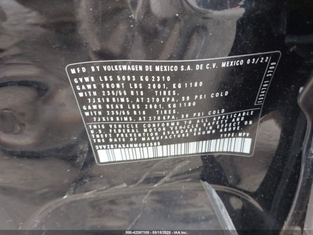 2022 VOLKSWAGEN TIGUAN 3VV2B7AX4NM093585 Photo 8