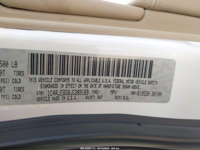 2018 JEEP GRAND CHEROKEE 1C4RJEBG8JC289169 Photo 8