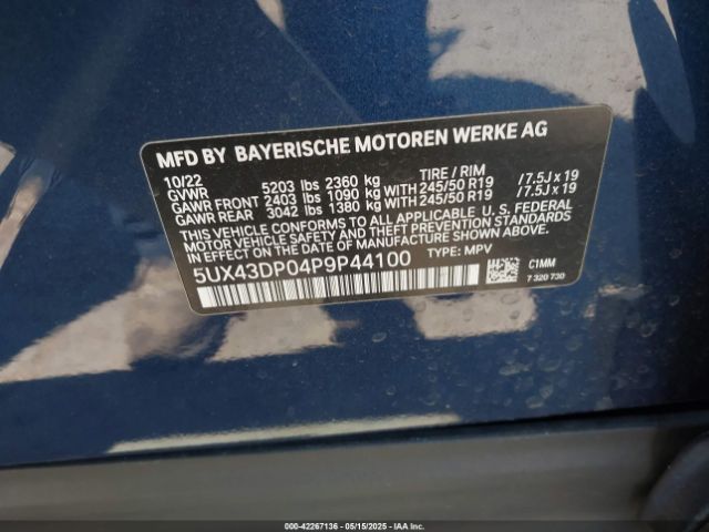 5UX43DP04P9P44100 BMW X3 Sdrive30i