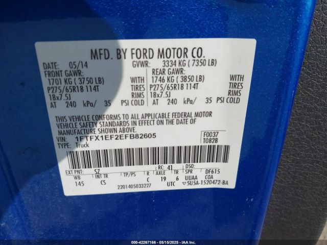1FTFX1EF2EFB82605 Ford F-150 Stx