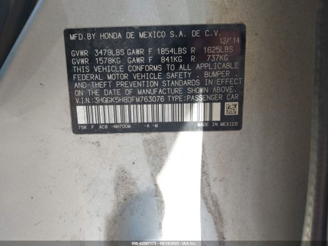 3HGGK5H80FM763076 Honda Fit Ex/ex-l