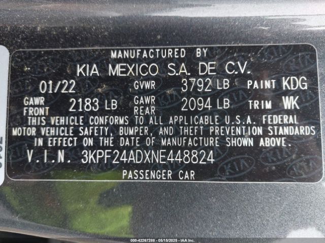 2022 KIA FORTE 3KPF24ADXNE448824 Photo 8