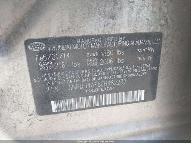 5NPDH4AE8EH482237 Hyundai ELANTRA SE