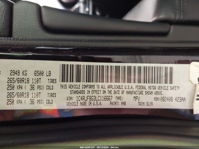 1C4RJFBG3LC116667 Jeep Grand Cherokee Limited 4x4