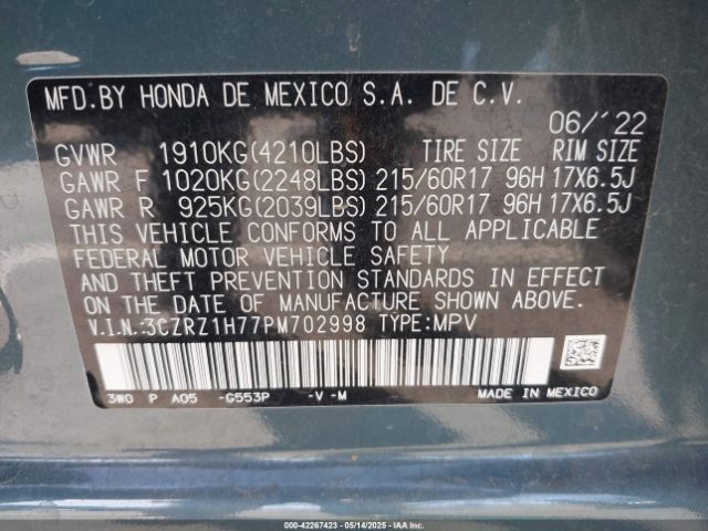 2023 HONDA HR-V 3CZRZ1H77PM702998 Photo 8