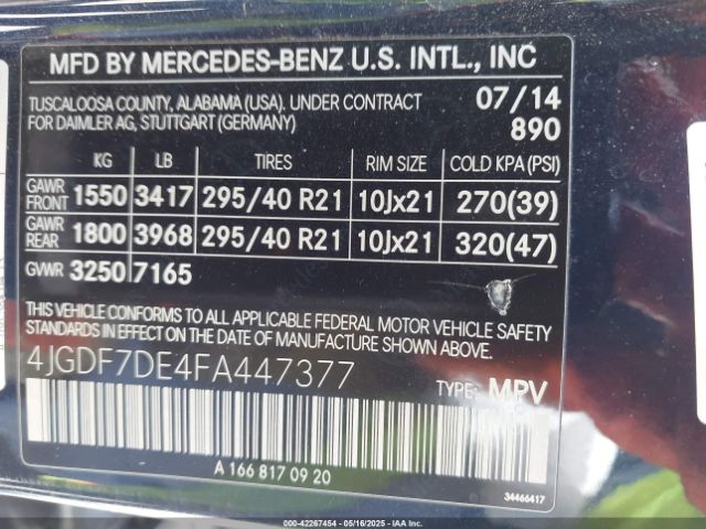 2015 MERCEDES-BENZ GL 550 4JGDF7DE4FA447377 Photo 8