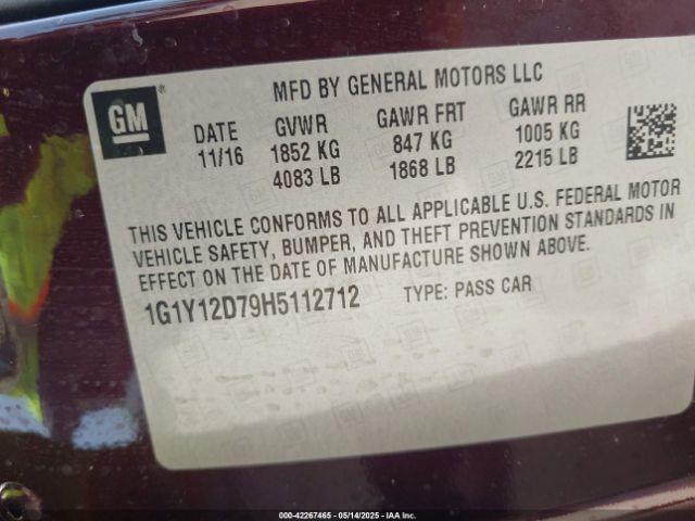 2017 CHEVROLET CORVETTE 1G1Y12D79H5112712 Photo 8