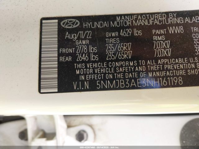 2022 HYUNDAI TUCSON 5NMJB3AE3NH161198 Photo 8