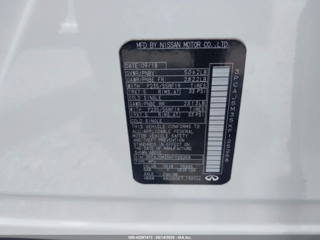 3PCAJ5M35KF125258 Infiniti QX50