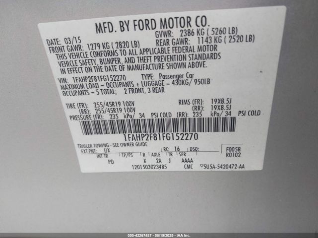 1FAHP2F81FG152270 Ford Taurus Limited