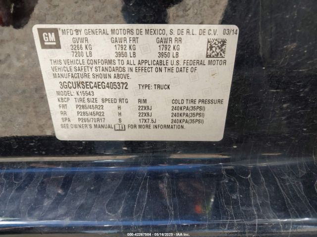 2014 CHEVROLET SILVERADO 1500 3GCUKSEC4EG405372 Photo 8
