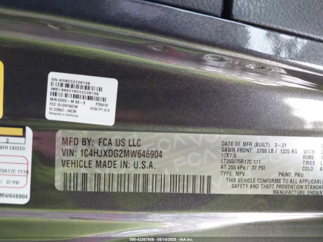 2021 JEEP WRANGLER UNLIMITED 1C4HJXDG2MW646904 Photo 8