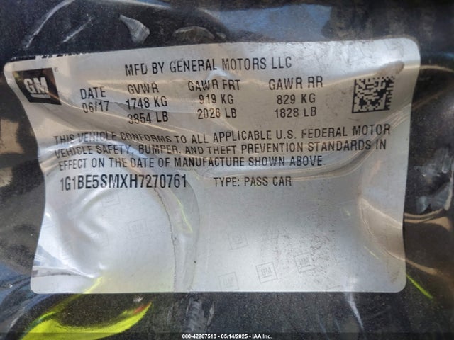 1G1BE5SMXH7270761 Chevrolet le2 -di: direct injection, vvt: variable valve timing, gen, alum