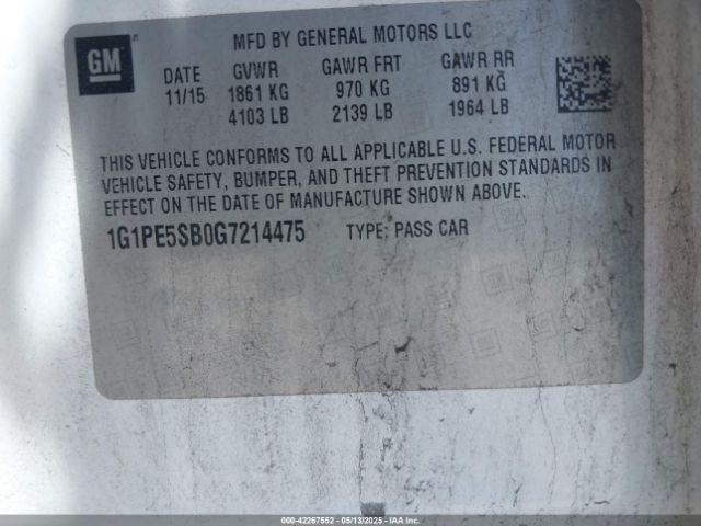 1G1PE5SB0G7214475 Chevrolet Cruze Limited 1lt Auto