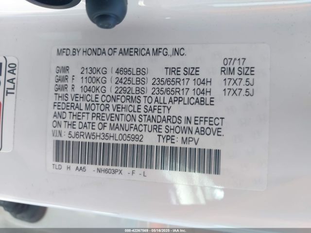 5J6RW5H35HL005992 Honda CR-V LX