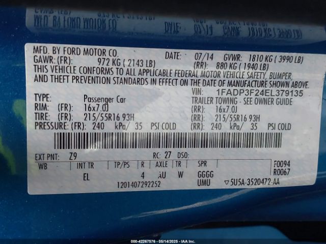 1FADP3F24EL379135 Ford FOCUS SE