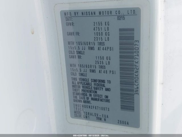 3N6CM0KN2FK710073 Nissan Nv200 S