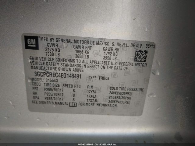 3GCPCREC4EG148491 Chevrolet Silverado 1500 1lt