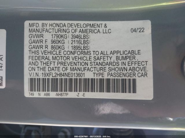 19XFL2H84NE013601 Honda k20c2